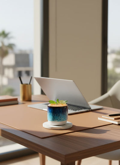 Handleless pottery cup perfect for serving traditional Egyptian tea or Arabic coffee.