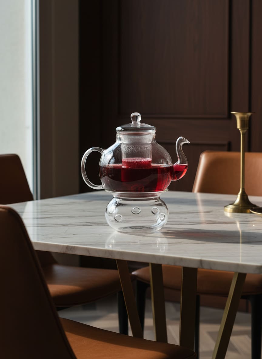Elegant Swan Pyrex Glass Teapot with Warmer & Infuser - 800ml