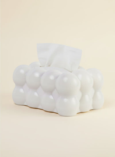 Modern white bubble design tissue box holder for home decor.