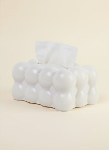 Modern white bubble design tissue box holder for home decor.