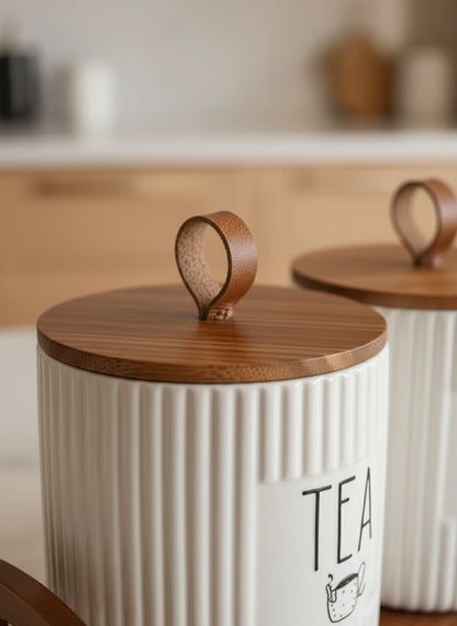 Elegant Porcelain Canister Set for Tea, Coffee & Sugar