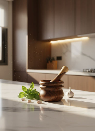 Handmade Sarsou Wood Mortar & Pestle - Kitchen Essential