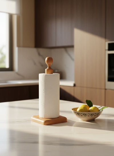 Natural Zan Wood Paper Towel Holder | Kitchen Organizer